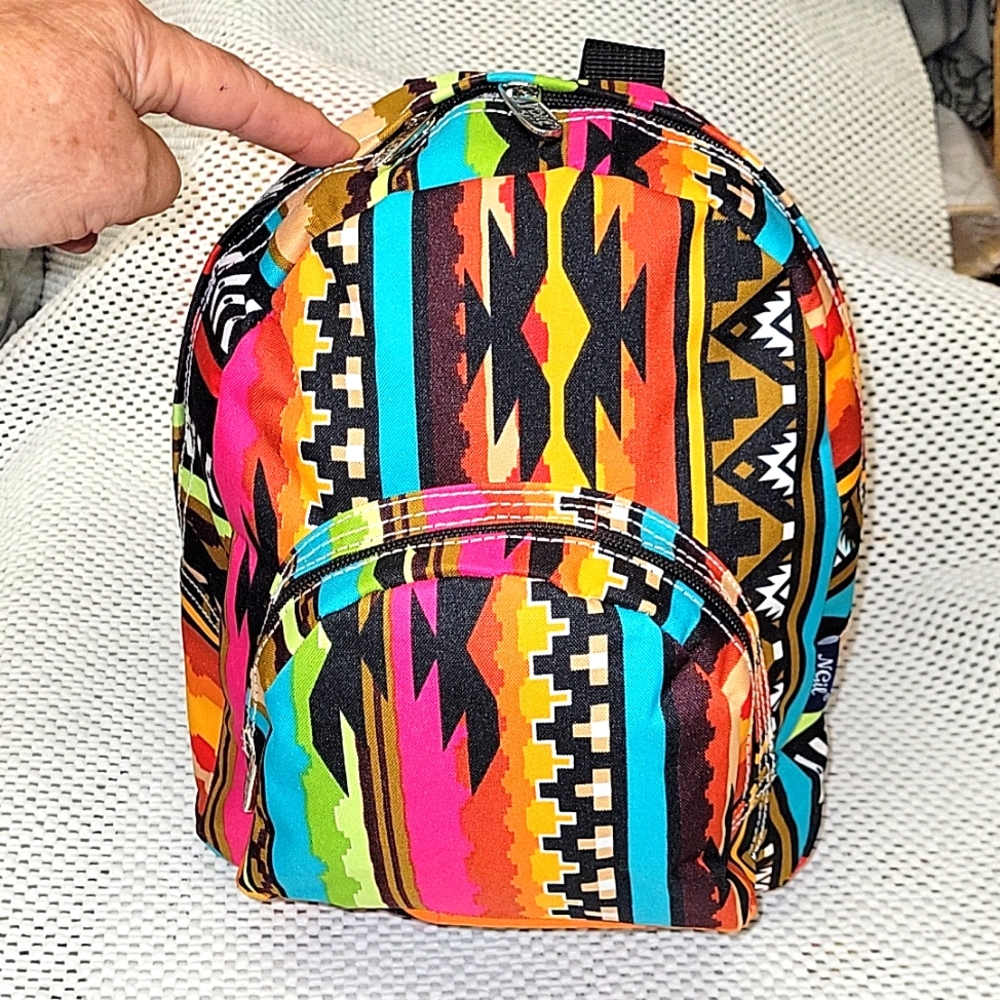 Navaho design sm. canvas backpack . Beautiful colors.